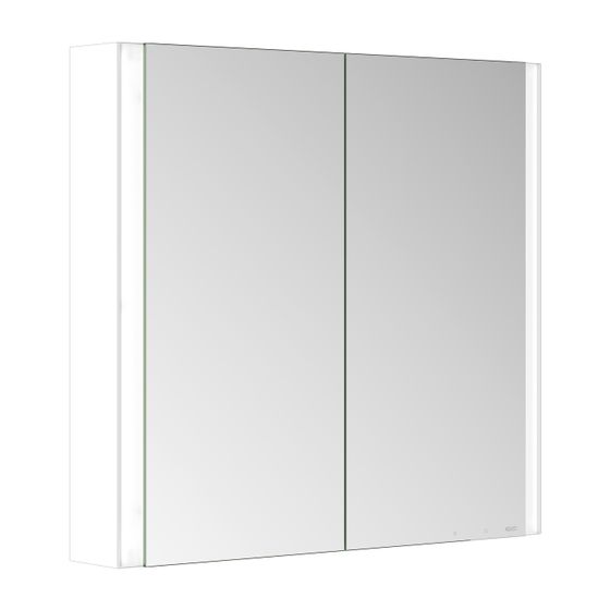 Keuco Somaris Spiegelschrank Wandvorbau 2-türig, mit Spiegelheizung und 1 Steckdose, 800x710x128mm, Weiß matt