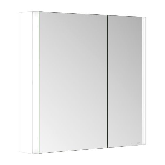 Keuco Somaris Spiegelschrank Wandvorbau 2-türig asymmetrisch, mit 1 Steckdose, 800x710x128mm, Weiß matt