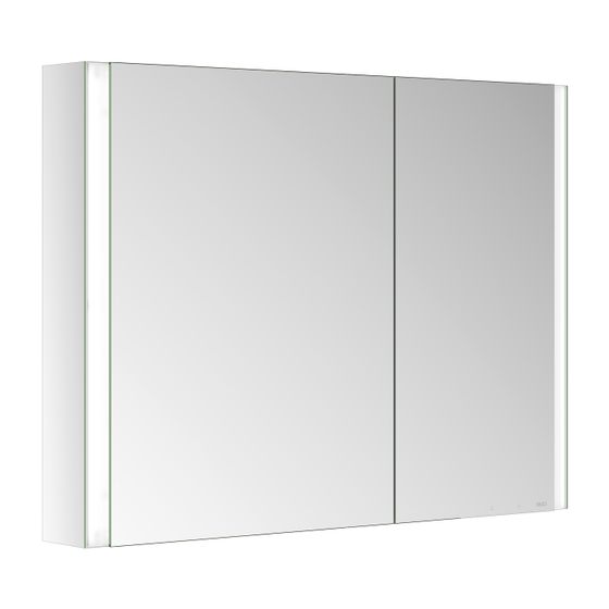 Keuco Somaris Spiegelschrank Wandvorbau 2-türig asymmetrisch, mit Heizung und 1 Steckdose, 1000x710x128mm, Verspiegelt