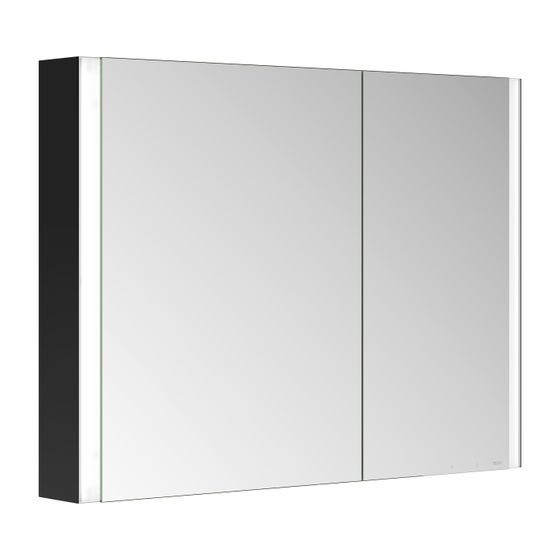 Keuco Somaris Spiegelschrank Wandvorbau 2-türig asymmetrisch, mit Heizung und 1 Steckdose, 1000x710x128mm, Schwarz matt