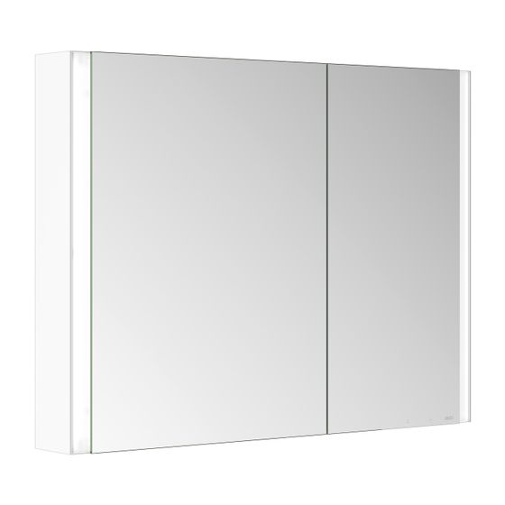 Keuco Somaris Spiegelschrank Wandvorbau 2-türig asymmetrisch, mit Heizung und 1 Steckdose, 1000x710x128mm, Weiß matt