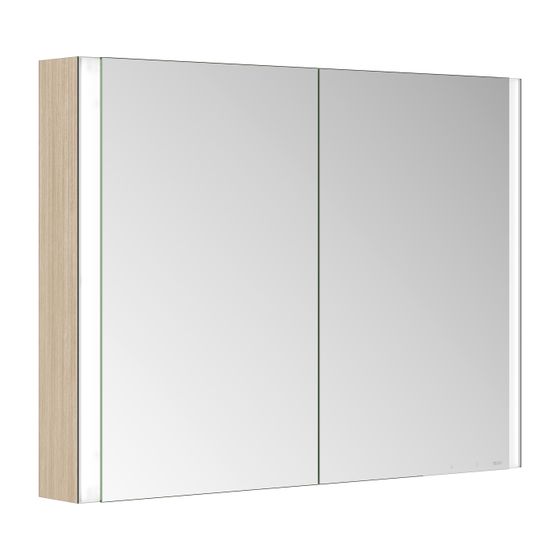 Keuco Somaris Spiegelschrank Wandvorbau 2-türig, mit Spiegelheizung und 1 Steckdose, 1000x710x128mm, Eiche hell Dekor