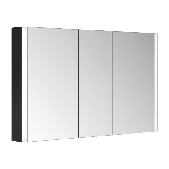Keuco Somaris Spiegelschrank Wandvorbau 3-türig, mit Spiegelheizung und 2 Steckdosen, 1200x710x128mm, Schwarz matt