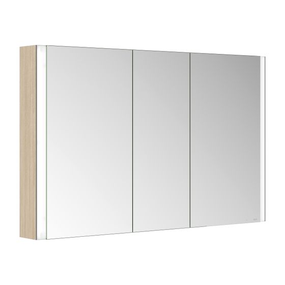 Keuco Somaris Spiegelschrank Wandvorbau 3-türig, mit 2 Steckdosen, 1200x710x128mm, Eiche hell Dekor, 14504853100