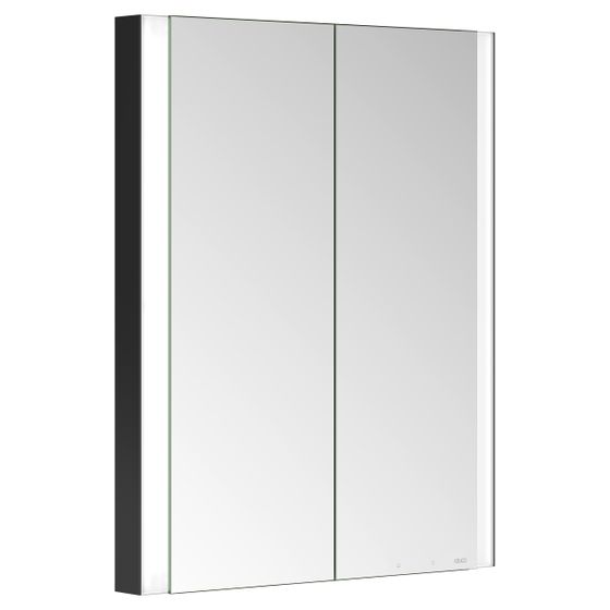 Keuco Somaris Spiegelschrank Wandeinbau 2-türig, mit Spiegelheizung und 1 Steckdose, 600x710x115mm, Schwarz matt
