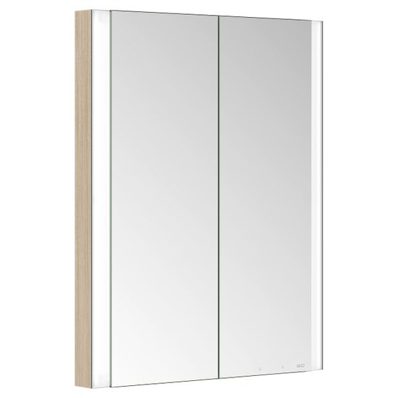 Keuco Somaris Spiegelschrank Wandeinbau 2-türig, mit Spiegelheizung und 1 Steckdose, 600x710x115mm, Eiche hell Dekor