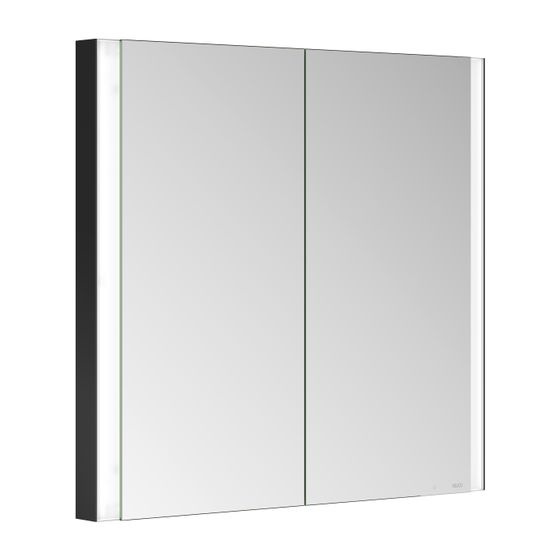 Keuco Somaris Spiegelschrank Wandeinbau 2-türig, mit 1 Steckdose, 800x710x115mm, Schwarz matt