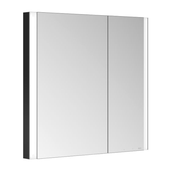 Keuco Somaris Spiegelschrank Wandeinbau 2-türig asymmetrisch, mit Heizung und 1 Steckdose, 800x710x115mm, Schwarz matt