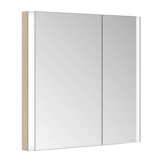 Keuco Somaris Spiegelschrank Wandeinbau 2-türig asymmetrisch, mit Heizung und 1 Steckdose, 800x710x115mm, Eiche hell Dekor