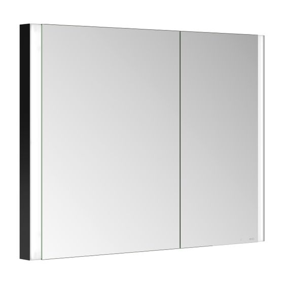 Keuco Somaris Spiegelschrank Wandeinbau 2-türig asymmetrisch, breite Tür links, mit 1 Steckdose, 1000x710x115mm, Schwarz matt