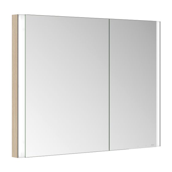 Keuco Somaris Einbau-Spiegelschrank, 2-türig asymmetrisch, 1000x710x115mm, mit Spiegelheizung und 1 Steckdose, Eiche hell Dekor