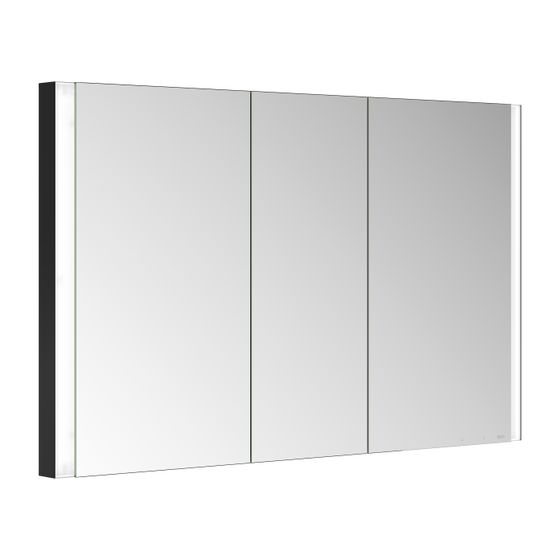 Keuco Somaris Spiegelschrank Wandeinbau 3-türig, mit Spiegelheizung und 2 Steckdosen, 1200x710x115mm, Schwarz matt