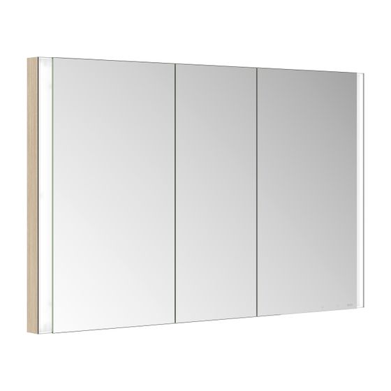 Keuco Somaris Spiegelschrank Wandeinbau 3-türig, mit Spiegelheizung und 2 Steckdosen, 1200x710x115mm, Eiche hell Dekor