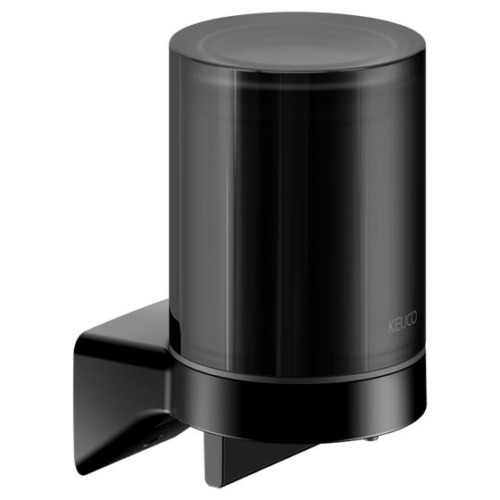 Keuco Aveno Lotionspender 180ml, 0,5ml/Hub, mit Echtkristall-Glas Stülpbecher, Halter und Pumpe, Schwarz matt, 14652379000