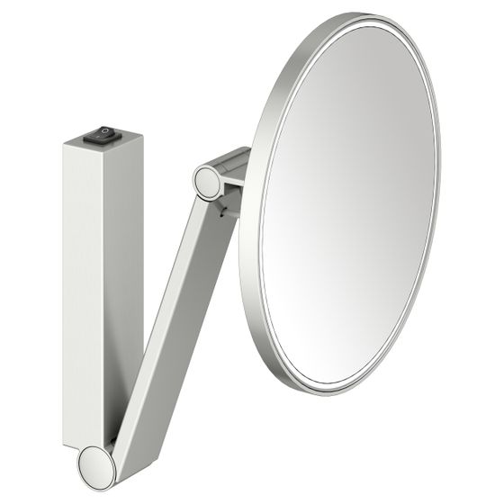 Keuco iLook_move Kosmetikspiegel rund/beleuchtet mit Wippschalter, Wandmodell, D 212mm, Vergrößerung x 5, Edelstahl-finish