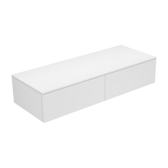 KEUCO Sideboard Edition 400 31765, 2 Auszüge, weiß/Glas anthrazit satiniert