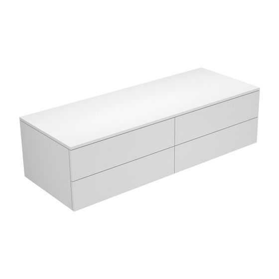 KEUCO Sideboard Edition 400 31766, 4 Auszüge, weiß/Glas anthrazit satiniert