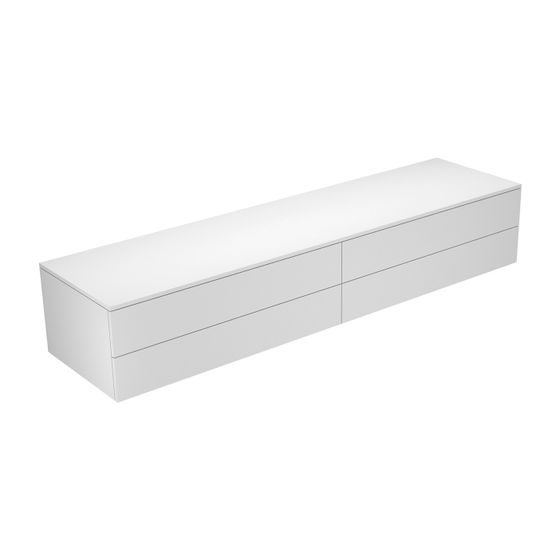 KEUCO Sideboard Edition 400 31772, 4 Auszüge, weiß/Glas weiß satiniert