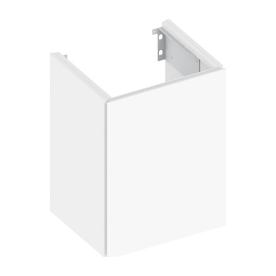 KEUCO Waschtischunterschrank X-Line 33122, 1-trg., Anschl., li., weiß/Glas weiß, 460x605x380mm