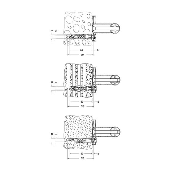 Keuco Plan Care Befestigungsset 1, 3x Holzschraube 6x70mm Edelstahl, 3x Dübel DuoPower 8x65mm, 34990000100