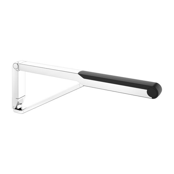 Keuco Axess Stützklappgriff WC, 700mm, Belastbarkeit 115kg, mit Absenkbremse, Auflagefläche Kunststoff, Verchromt/Schwarz