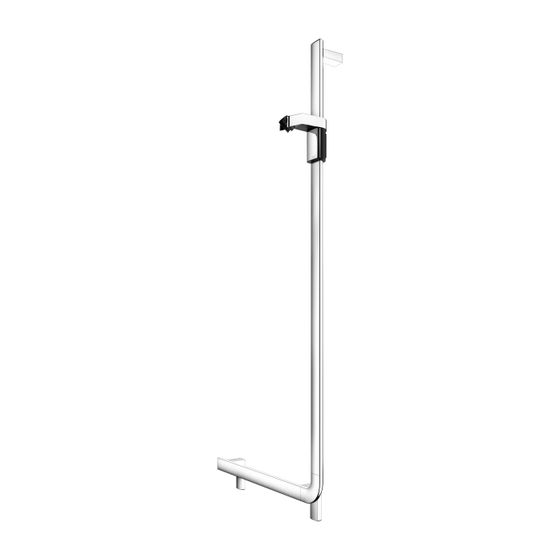Keuco Axess Winkelgriff 90 Grad rechts mit Brauseschieber, 600/1300mm, mit 2x Befestigungsset 1, Verchromt, 35006011301