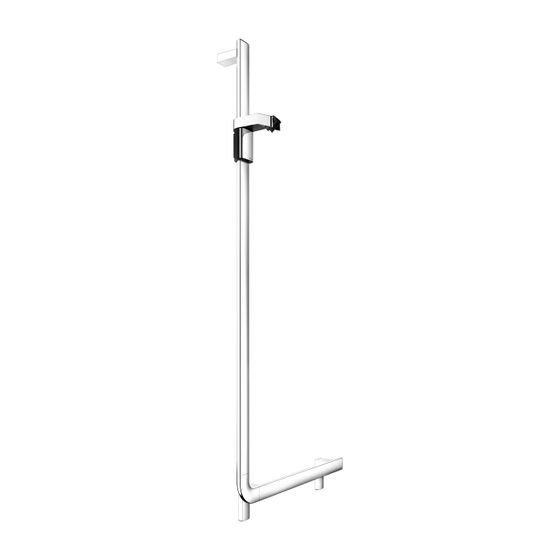 Keuco Axess Winkelgriff 90 Grad links mit Brauseschieber, 600/1300mm, mit 2x Befestigungsset 1, Verchromt, 35006011302