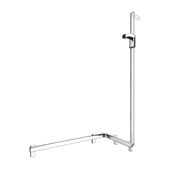 Keuco Axess Duschhandlauf mit Brausestange rechts, 850x531x1301mm, mit 3x Befestigungsset 1, Verchromt, 35008018601