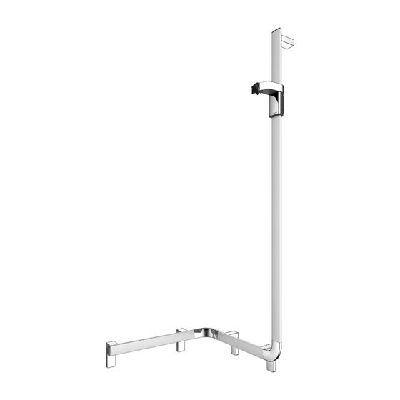 Keuco Axess Duschhandlauf mit Brausestange rechts, 550x531x1301mm, mit 3x Befestigungsset 1, Silber eloxiert, 35008176601