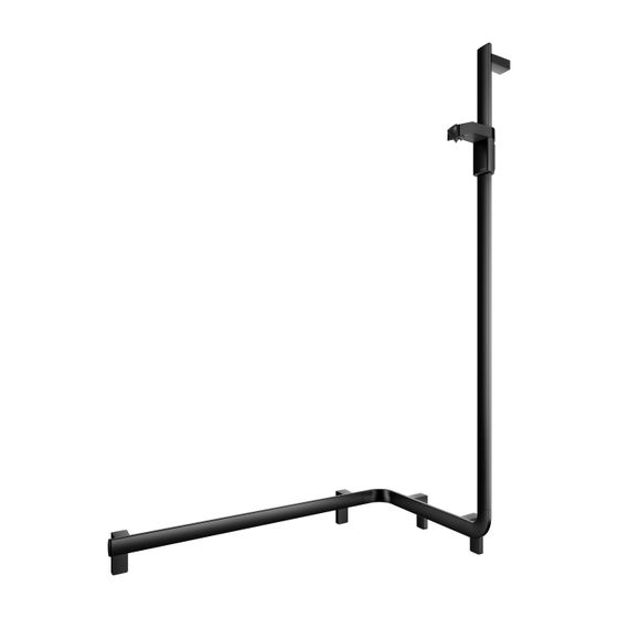 Keuco Axess Duschhandlauf mit Brausestange rechts, 850x531x1301mm, mit 3x Befestigungsset 1, Schwarz matt, 35008378601