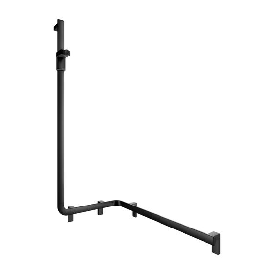 Keuco Axess Duschhandlauf mit Brausestange links, 850x531x1301mm, mit 3x Befestigungsset 1, Schwarz matt, 35008378602