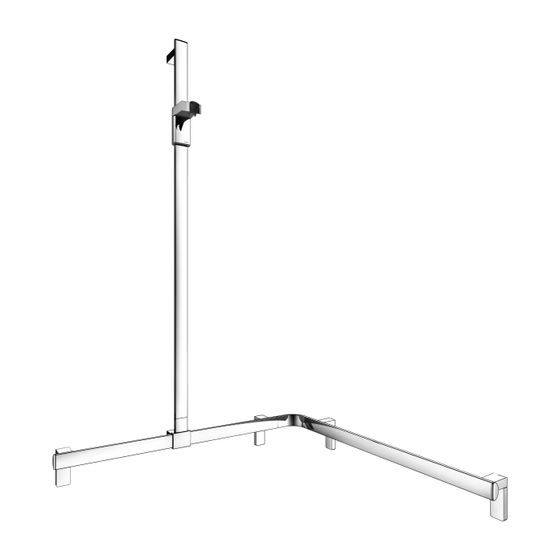 Keuco Axess Duschhandlauf mit Brausestange links, 850x850x1301mm, mit 4x Befestigungsset 1, Verchromt, 35015010102