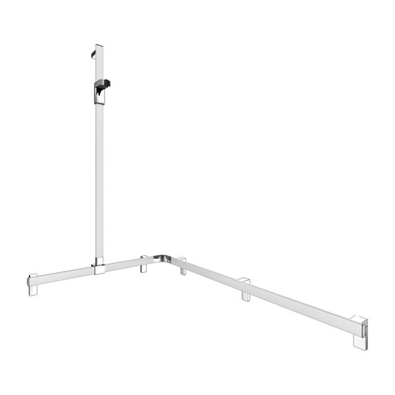 Keuco Axess Duschhandlauf mit Brausestange links, 850/1150/1301mm, mit 4x Befestigungsset 1, Silber eloxiert, 35015170202