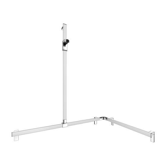 Keuco Axess Duschhandlauf mit Brausestange links, 1150x850x1301mm, mit 4x Befestigungsset 1, Silber eloxiert, 35015170302