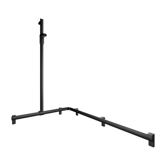 Keuco Axess Duschhandlauf mit Brausestange links, 850/1150/1301mm, mit 4x Befestigungsset 1, Schwarz matt, 35015370202