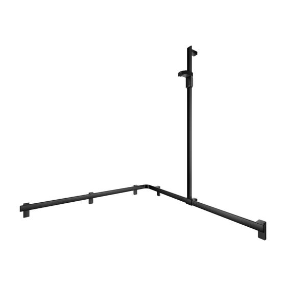 Keuco Axess Duschhandlauf mit Brausestange rechts, 1150x1150x1301mm, mit 4x Befestigungsset 1, Schwarz matt, 35015370401