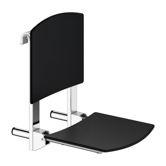 Keuco Care Klappsitz zum Einhängen, 110kg, Kunststoff, Verchromt/Schwarz, 35181010037