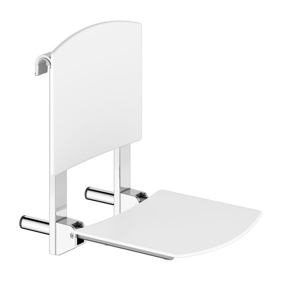 Keuco Care Duschklappsitz zum Einhängen, 110kg Belastbarkeit, Kunststoff, Verchromt/Weiß, 35181010051