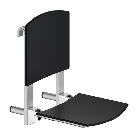 Keuco Care Klappsitz zum Einhängen, 110kg, Kunststoff, Silber eloxiert/Schwarz, 35181170037