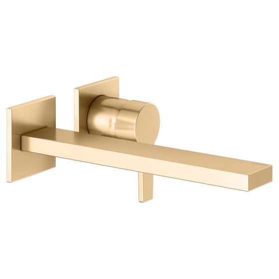 Keuco Edition 11 Einhebel-Waschtischmischer Unterputz Wandmontage, 2-Loch, Ausladung 243mm, Messing gebürstet, 51116250202
