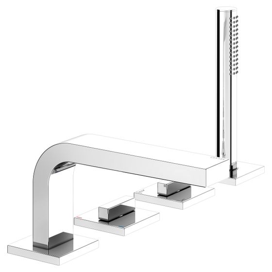 Keuco Edition 11 Wannenmischer Wannenrand 4-Loch, Ausladung 220mm, Edelstahl-finish, 51130060200