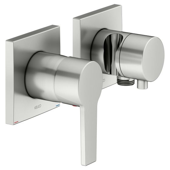 Keuco Edition 11 Einhebelmischer-Set Unterputz 2-Wege mit Schlauchanschluss und Brausehalter, Edelstahl-finish, 51151061222