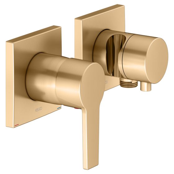 Keuco Edition 11 Einhebelmischer-Set Unterputz 2-Wege mit Schlauchanschluss und Brausehalter, Messing gebürstet, 51151251222
