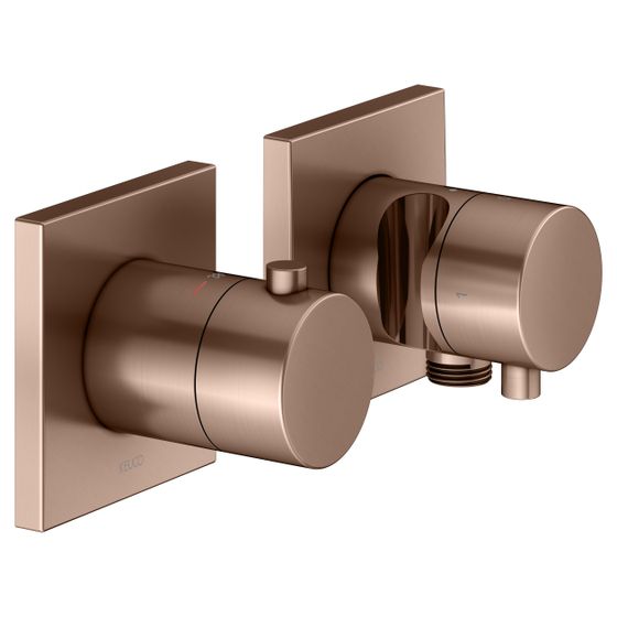 Keuco Edition 11 Thermostatarmatur-Set Unterputz 2-Wege mit Schlauchanschluss und Brausehalter, Rotgold gebürstet, 51153291222