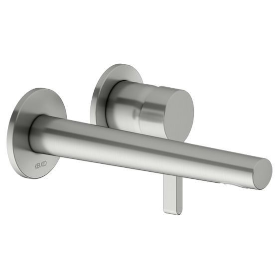 Keuco Edition 400 Einhebel-Waschtischmischer Unterputz Wandmontage, 2-Loch, Ausladung 197mm, Edelstahl-finish, 51516060200