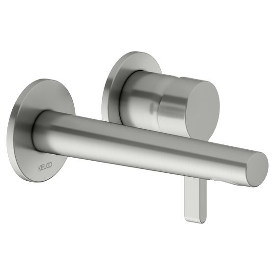 Keuco Edition 400 Einhebel-Waschtischmischer Unterputz Wandmontage, 2-Loch, Ausladung 165mm, Edelstahl-finish, 51516060201