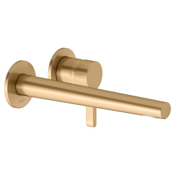 Keuco Edition 400 Einhebel-Waschtischmischer Unterputz Wandmontage, 2-Loch, Ausladung 243mm, Messing gebürstet, 51516250202
