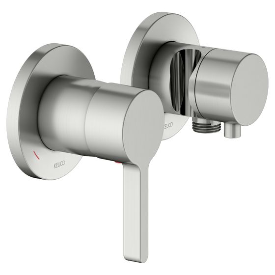 Keuco Edition 400 Einhebelmischer-Set Unterputz 2-Wege, mit Schlauchanschluss und Brausehalter, Edelstahl-finish, 51551061221