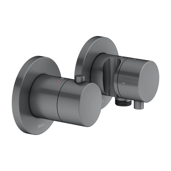 Keuco Edition 400 Thermostatarmatur-Set Unterputz 2-Wege, mit Schlauchanschluss und Brausehalter, Schwarzchrom gebürstet