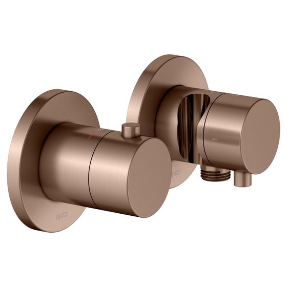 Keuco Edition 400 Thermostatarmatur-Set Unterputz 2-Wege, mit Schlauchanschluss und Brausehalter, Rotgold gebürstet